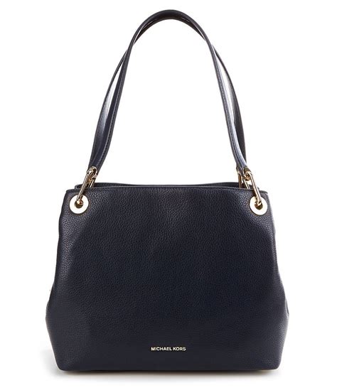 michael kors raven lg shoulder tote black|raven large leather shoulder bag.